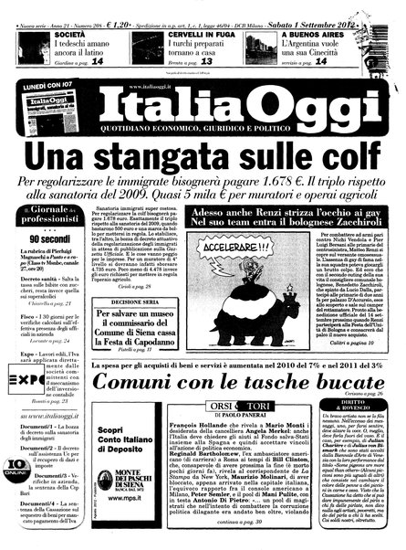 Italia oggi : quotidiano di economia finanza e politica